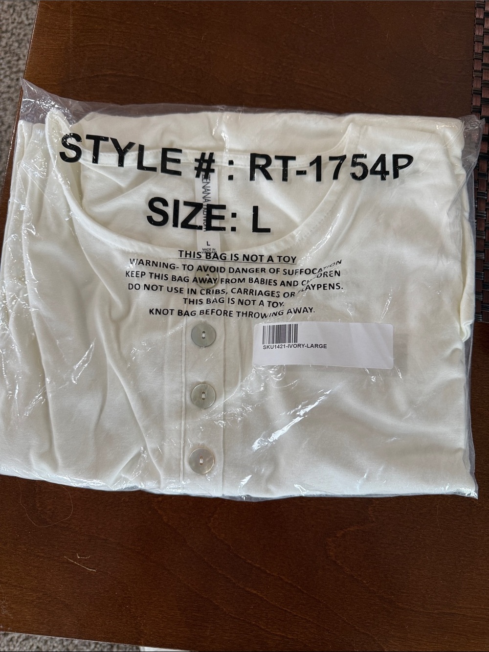 Ivory Henley Tunic Top - Size L